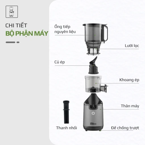 Máy Ép Chậm OLIVO SJ196 Titanium – Ép Trái Cây Nguyên Quả, Động Cơ AC Êm Ái, Cao Cấp - Hình ảnh 19