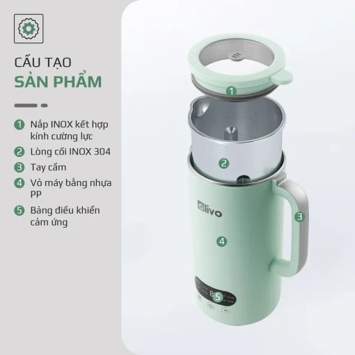 Máy Xay Nấu Đa Năng OLIVO CB1000 – Dung Tích 1L, Nắp INOX Kính Cường Lực, 9 Chế Độ, Chống Trào Tuyệt Đối - Hình ảnh 29