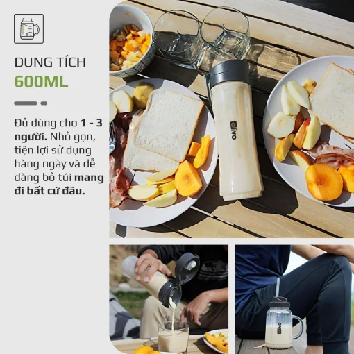 Máy Xay Sinh Tố OLIVO MB300 – 2 Cốc Linh Hoạt, Xay Đá Bào, Sinh Tố, Smoothie – Dung Tích 600ML - Hình ảnh 6