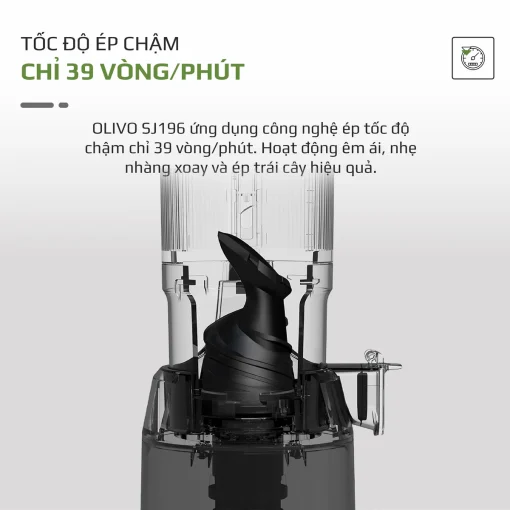 Máy Ép Chậm OLIVO SJ196 Titanium – Ép Trái Cây Nguyên Quả, Động Cơ AC Êm Ái, Cao Cấp - Hình ảnh 8