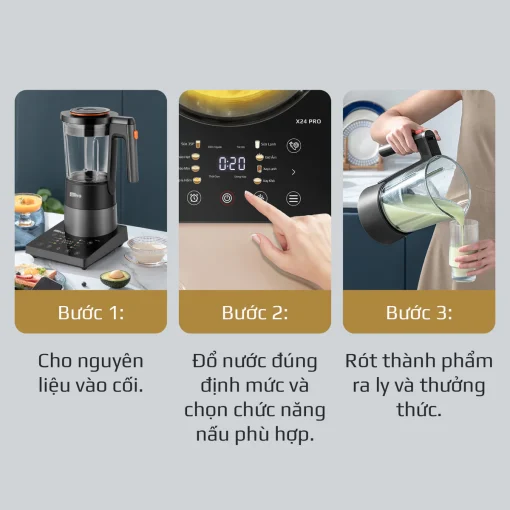 Máy Xay Nấu Đa Năng OLIVO X24 PRO – Đa Chức Năng, Chống Trào Tuyệt Đối, Mâm Nhiệt Gốm Chống Dính - Hình ảnh 16