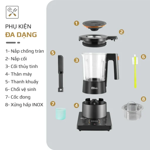 Máy Xay Nấu Đa Năng OLIVO X24 PRO – Đa Chức Năng, Chống Trào Tuyệt Đối, Mâm Nhiệt Gốm Chống Dính - Hình ảnh 34