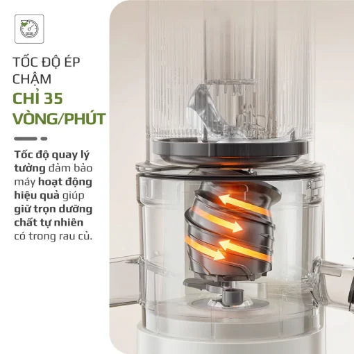 Máy Ép Chậm OLIVO SJ2000 – Khoang Tiếp Lớn, Củ Ép Lưỡi Cắt Thông Minh, Thiết Kế Sang Trọng - Hình ảnh 11