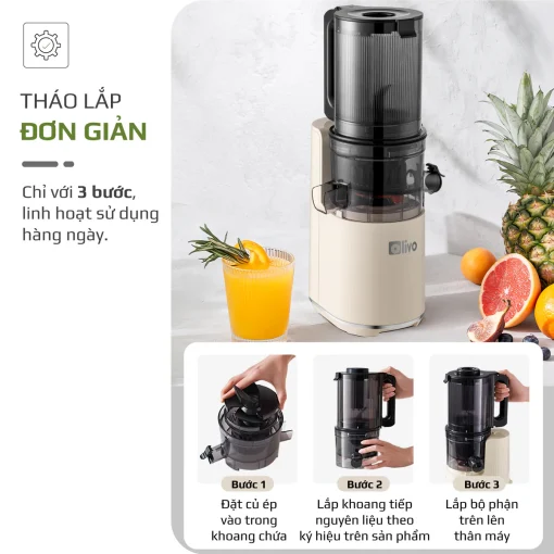 Máy Ép Chậm OLIVO SJ2000 – Khoang Tiếp Lớn, Củ Ép Lưỡi Cắt Thông Minh, Thiết Kế Sang Trọng - Hình ảnh 15