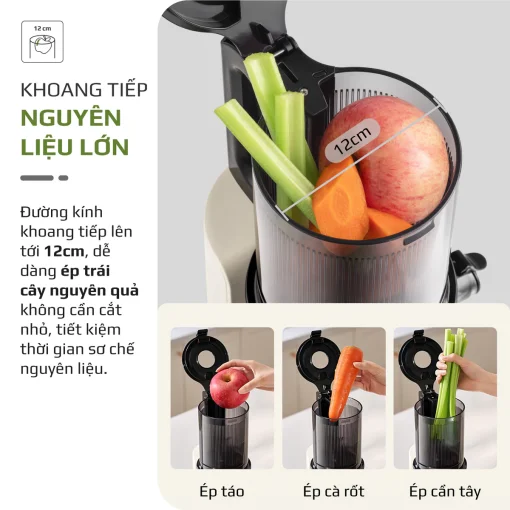 Máy Ép Chậm OLIVO SJ2000 – Khoang Tiếp Lớn, Củ Ép Lưỡi Cắt Thông Minh, Thiết Kế Sang Trọng - Hình ảnh 4