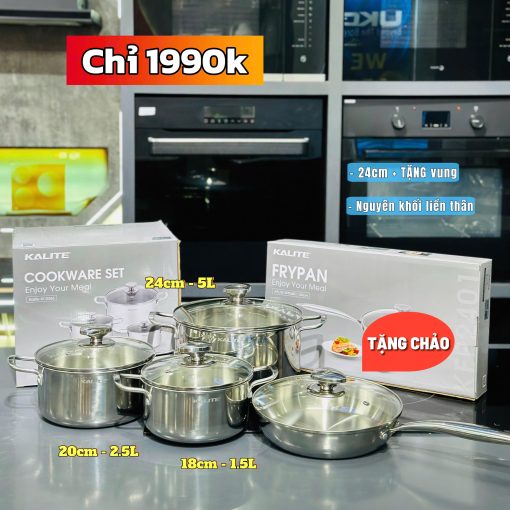Bộ 3 nồi inox liền khối KALITE KCS366 – Bộ 3 size 18-20-24cm linh hoạt, inox 304 cao cấp, sử dụng mọi loại bếp. - Hình ảnh 10