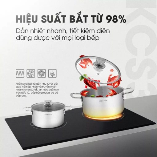Bộ 3 nồi inox liền khối KALITE KCS366 – Bộ 3 size 18-20-24cm linh hoạt, inox 304 cao cấp, sử dụng mọi loại bếp. - Hình ảnh 9