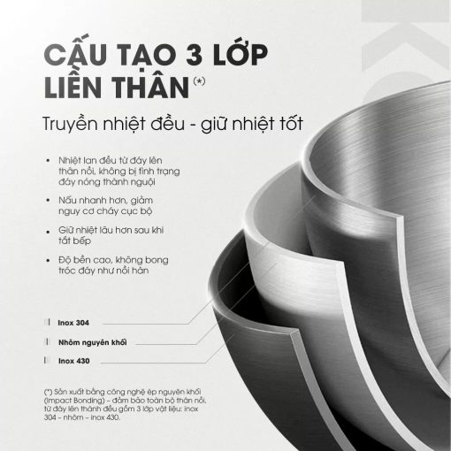 Bộ 3 nồi inox liền khối KALITE KCS366 – Bộ 3 size 18-20-24cm linh hoạt, inox 304 cao cấp, sử dụng mọi loại bếp. - Hình ảnh 2