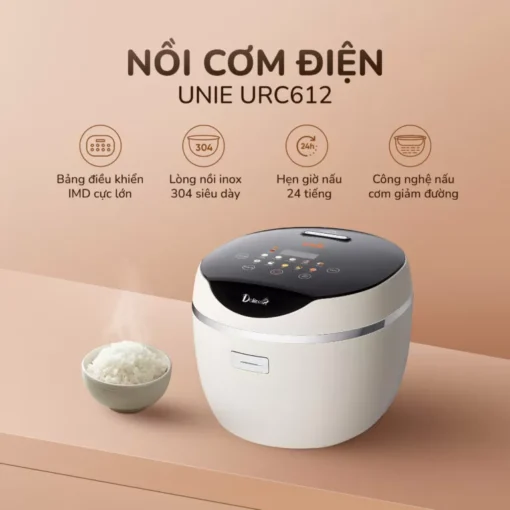 Nồi cơm điện tử UNIE URC612-lòng nồi inox, 12 chế độ cài đặt sẵn 1.2L - Hình ảnh 2