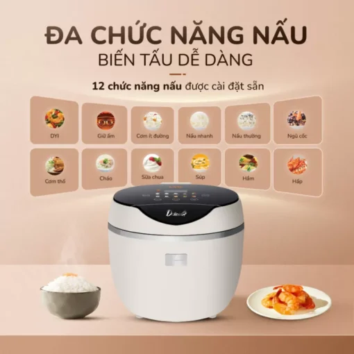 Nồi cơm điện tử UNIE URC612-lòng nồi inox, 12 chế độ cài đặt sẵn 1.2L - Hình ảnh 3