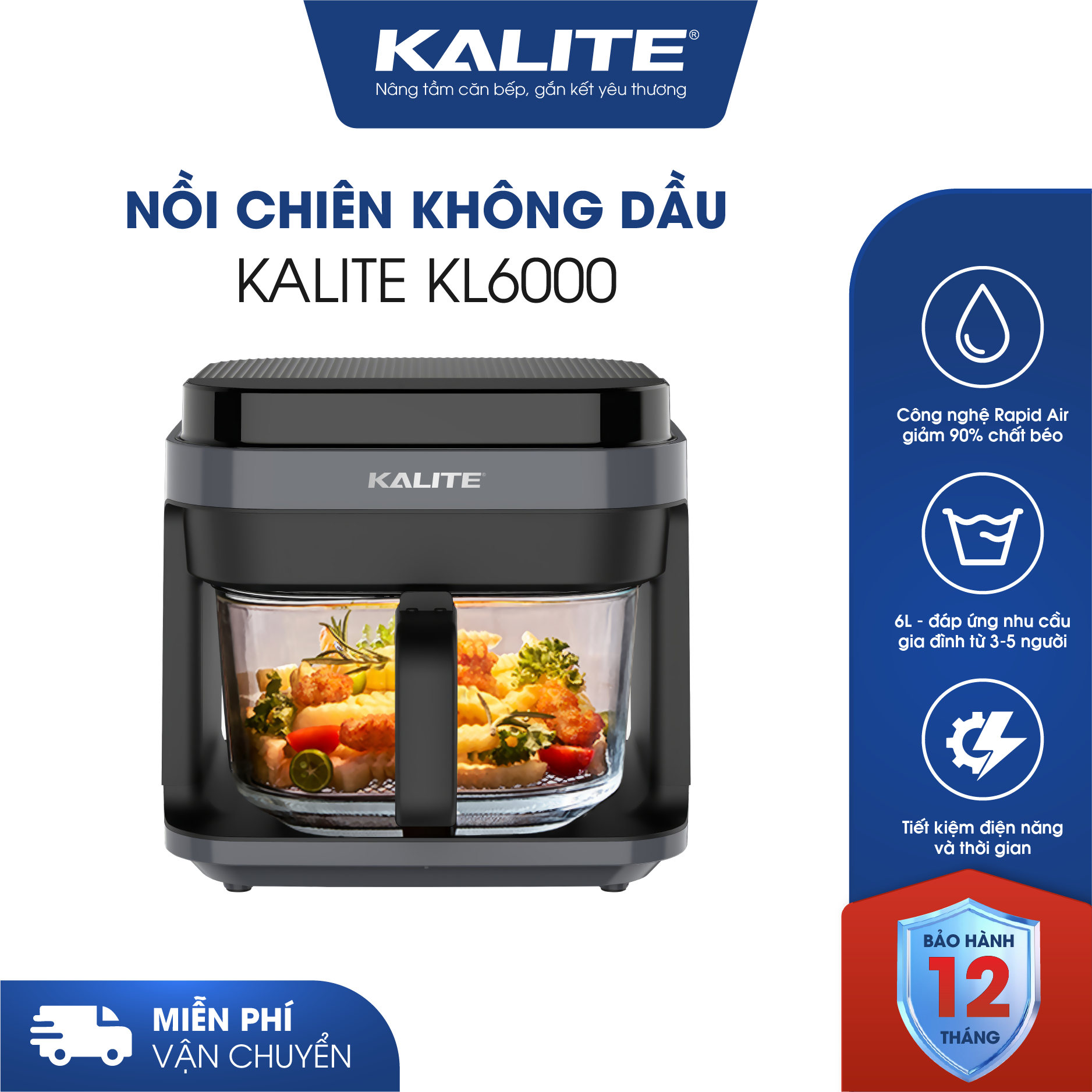Nồi chiên không dầu KALITE KL6000-6 lít