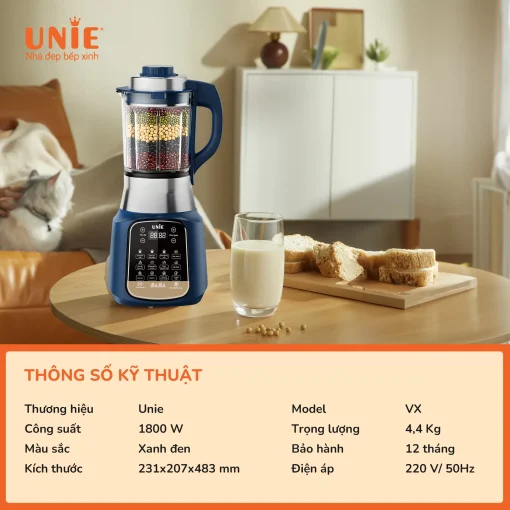 Máy làm sữa hạt UNIE VX dung tích 1.75L, 14 chức năng nấu - Hình ảnh 9