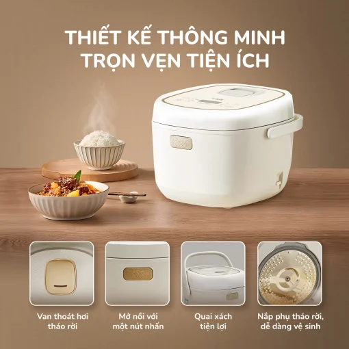 Nồi cơm điện lòng gốm cao cấp UNIE URC818, dung tích 1,8L - Hình ảnh 5