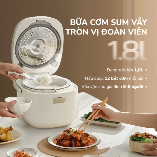 Nồi cơm điện lòng gốm cao cấp UNIE URC818, dung tích 1,8L - Hình ảnh 13