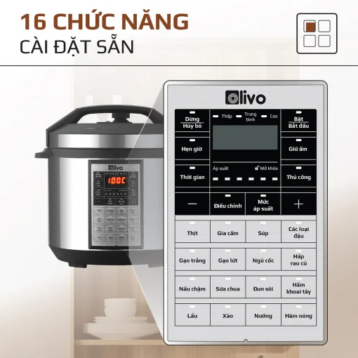 Nồi Áp Suất Điện Đa Năng OLIVO PC60 - 16 Chức Năng - Dung Tích 6L - Hình ảnh 4