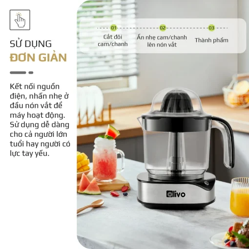 Máy Vắt Cam OLIVO CJ12 - Dung tích lớn 1.2L-40W, Vắt Kiệt Nước - Hình ảnh 5