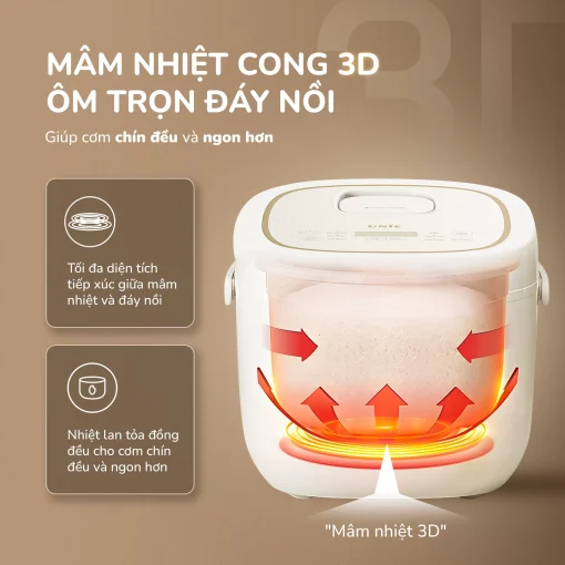 Nồi cơm điện lòng gốm cao cấp UNIE URC818, dung tích 1,8L - Hình ảnh 8