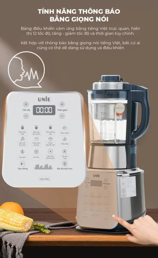 Máy làm sữa hạt UNIE V9S PRO dung tích 1,75L, xay nấu siêu êm - Hình ảnh 5