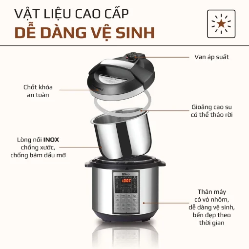 Nồi Áp Suất Điện Đa Năng OLIVO PC60 - 16 Chức Năng - Dung Tích 6L - Hình ảnh 24