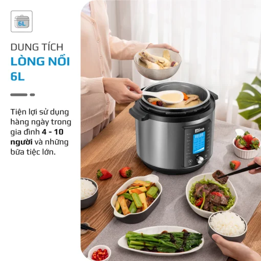 Nồi Áp Suất Điện Đa Năng OLIVO PC680 - Màn Hình OLED, Đa Chức Năng 16 Chế Độ-6L - Hình ảnh 9