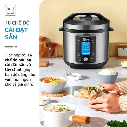 Nồi Áp Suất Điện Đa Năng OLIVO PC680 - Màn Hình OLED, Đa Chức Năng 16 Chế Độ-6L - Hình ảnh 10
