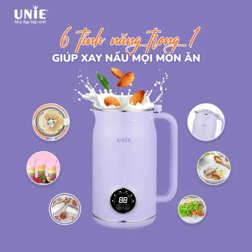 Máy làm sữa hạt UNIE UMB06, 6 chức năng xay nấu, chất liệu inox 304-600ml - Hình ảnh 2