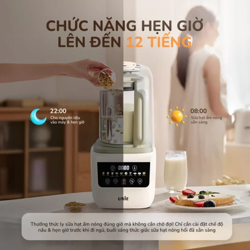 Máy làm sữa hạt UNIE UCB15, giảm ồn 30%, 10 chức năng nấu-1.5L - Hình ảnh 11
