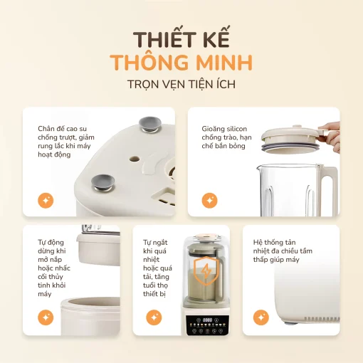 Máy làm sữa hạt UNIE UCB15, giảm ồn 30%, 10 chức năng nấu-1.5L - Hình ảnh 15