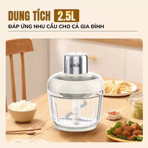 Máy xay thịt UNIE UM366 dung tích 2,5L, 2 cối xay thủy tinh tiện lợi - Hình ảnh 3