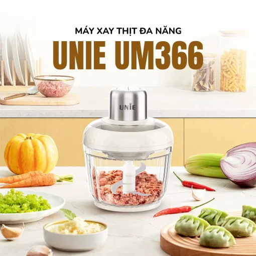 Máy xay thịt UNIE UM366 dung tích 2,5L, 2 cối xay thủy tinh tiện lợi