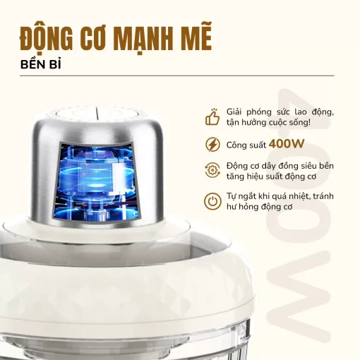 Máy xay thịt UNIE UM366 dung tích 2,5L, 2 cối xay thủy tinh tiện lợi - Hình ảnh 7