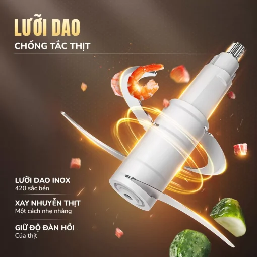 Máy xay thịt UNIE UM366 dung tích 2,5L, 2 cối xay thủy tinh tiện lợi - Hình ảnh 6