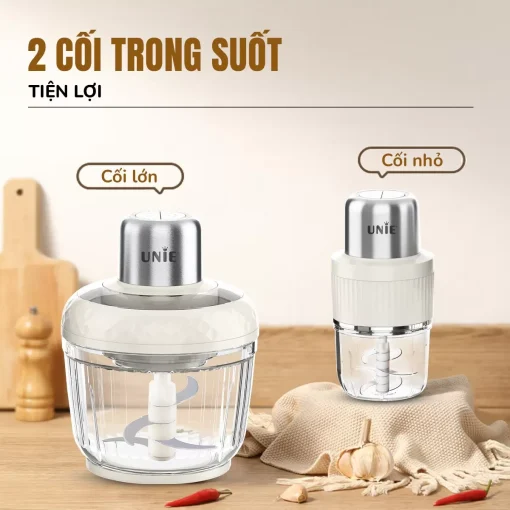 Máy xay thịt UNIE UM366 dung tích 2,5L, 2 cối xay thủy tinh tiện lợi - Hình ảnh 4