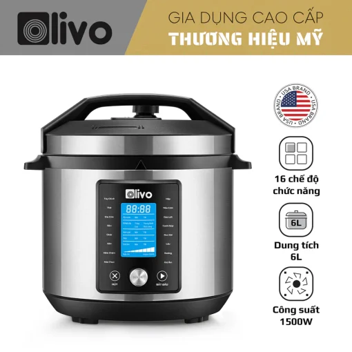 Nồi Áp Suất Điện Đa Năng OLIVO PC680 - Màn Hình OLED, Đa Chức Năng 16 Chế Độ-6L