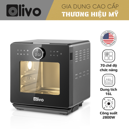 Nồi Chiên Hấp Đa Năng OLIVO SF16 PRO 2025 – Bản Nâng Cấp 70 Chế Độ Cài Sẵn-16L