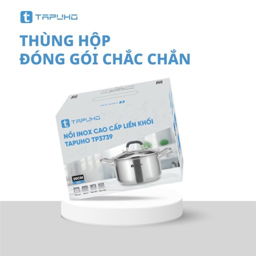 Nồi Inox Cao cấp 3 lớp liền khối TAPUHO TP3739 Chất liệu Thép không gỉ cao cấp - Hình ảnh 8