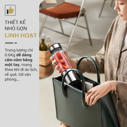 Máy Xay Sinh Tố Cầm Tay OLIVO PB01 – Xay Được Đá, Sạc Pin Không Cần Dây, Nhỏ Gọn, Dung Tích 450ML - Hình ảnh 15