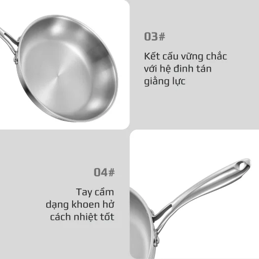 Chảo Inox OLIVO STEVE X PRO – Chống Dính Tự Nhiên, Đáy 5 Lớp, Dùng Mọi Loại Bếp-24cm - Hình ảnh 17