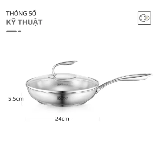 Chảo Inox OLIVO STEVE X PRO – Chống Dính Tự Nhiên, Đáy 5 Lớp, Dùng Mọi Loại Bếp-24cm - Hình ảnh 18