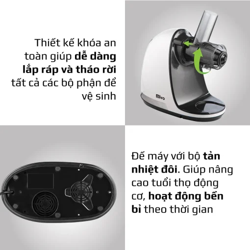 Máy Ép Chậm Trục Ngang OLIVO SJ22 – Ép Rau Không Kẹt, Kiệt Bã, Dễ Vệ Sinh - Hình ảnh 18