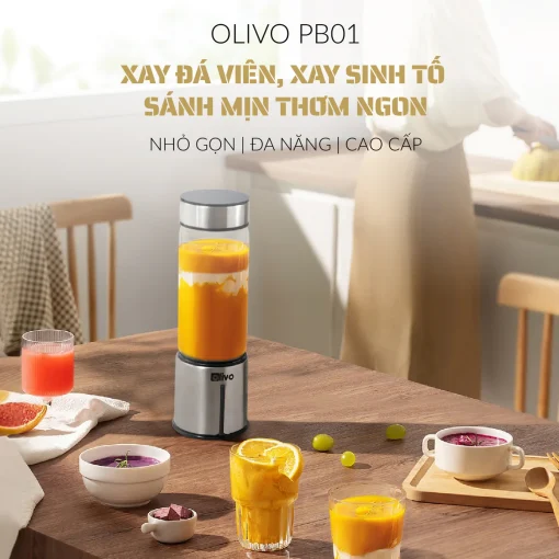 Máy Xay Sinh Tố Cầm Tay OLIVO PB01 – Xay Được Đá, Sạc Pin Không Cần Dây, Nhỏ Gọn, Dung Tích 450ML - Hình ảnh 2