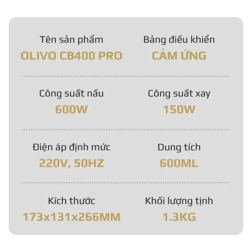 Máy Xay Nấu Đa Năng OLIVO CB400 PRO – Nhỏ Gọn Tiện Mang Theo, Đa Chức Năng, Thiết Kế Cao Cấp - Hình ảnh 25