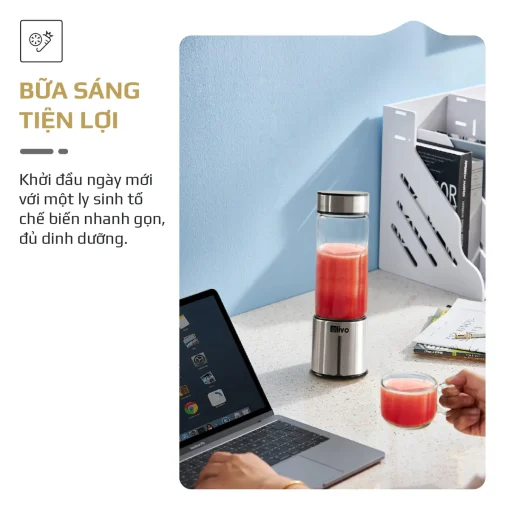 Máy Xay Sinh Tố Cầm Tay OLIVO PB01 – Xay Được Đá, Sạc Pin Không Cần Dây, Nhỏ Gọn, Dung Tích 450ML - Hình ảnh 5