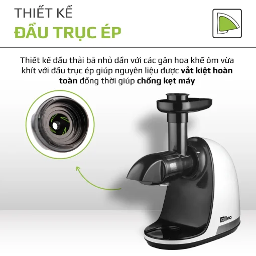 Máy Ép Chậm Trục Ngang OLIVO SJ22 – Ép Rau Không Kẹt, Kiệt Bã, Dễ Vệ Sinh - Hình ảnh 6