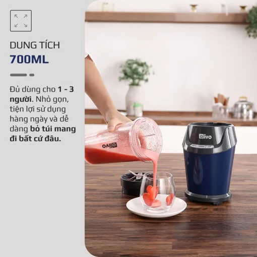 Máy Xay Sinh Tố OLIVO MB1000 – 3 Cốc Xay Linh Hoạt, Xay Đá, Smoothie, Đồ Ăn Dặm, Công Suất 1000W - Hình ảnh 9