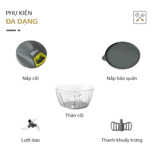 Dụng Cụ Xay Thực Phẩm Mini OLIVO MPC400A – Xay Tỏi Ớt, Xay Thịt, Xay Hạt, Dung Tích 400ML, Dây Kéo Chắc Chắn - Hình ảnh 13