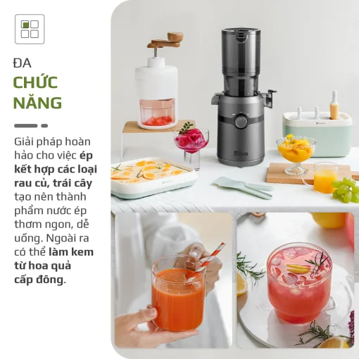 Máy Ép Chậm OLIVO SJ240 – Phiên Bản Giới Hạn Màu Titanium, Khoang Ép Lớn, Ép Đa Năng Trái Cây Rau Củ - Hình ảnh 14