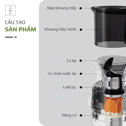 Máy Ép Chậm OLIVO SJ240 – Phiên Bản Giới Hạn Màu Titanium, Khoang Ép Lớn, Ép Đa Năng Trái Cây Rau Củ - Hình ảnh 19