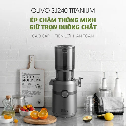 Máy Ép Chậm OLIVO SJ240 – Phiên Bản Giới Hạn Màu Titanium, Khoang Ép Lớn, Ép Đa Năng Trái Cây Rau Củ - Hình ảnh 2