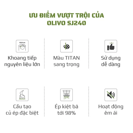 Máy Ép Chậm OLIVO SJ240 – Phiên Bản Giới Hạn Màu Titanium, Khoang Ép Lớn, Ép Đa Năng Trái Cây Rau Củ - Hình ảnh 3